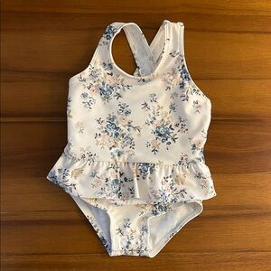 Floral Peplum Kids Swim One Piece